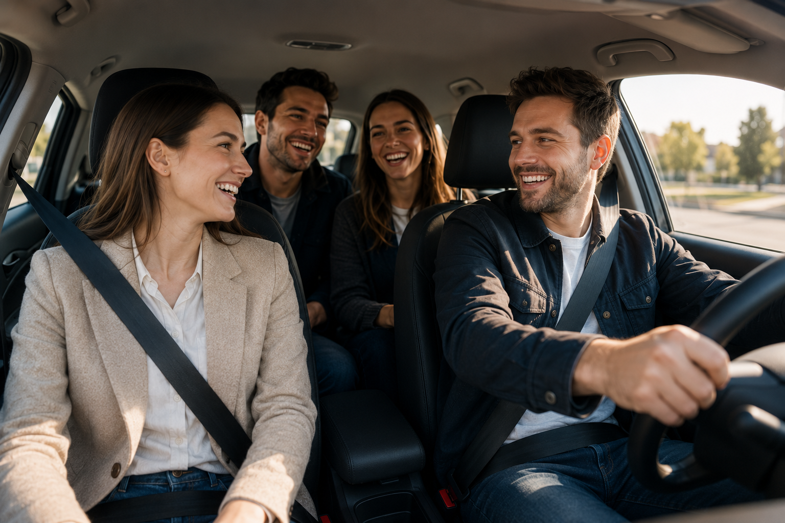 Quatre amis en covoiturage